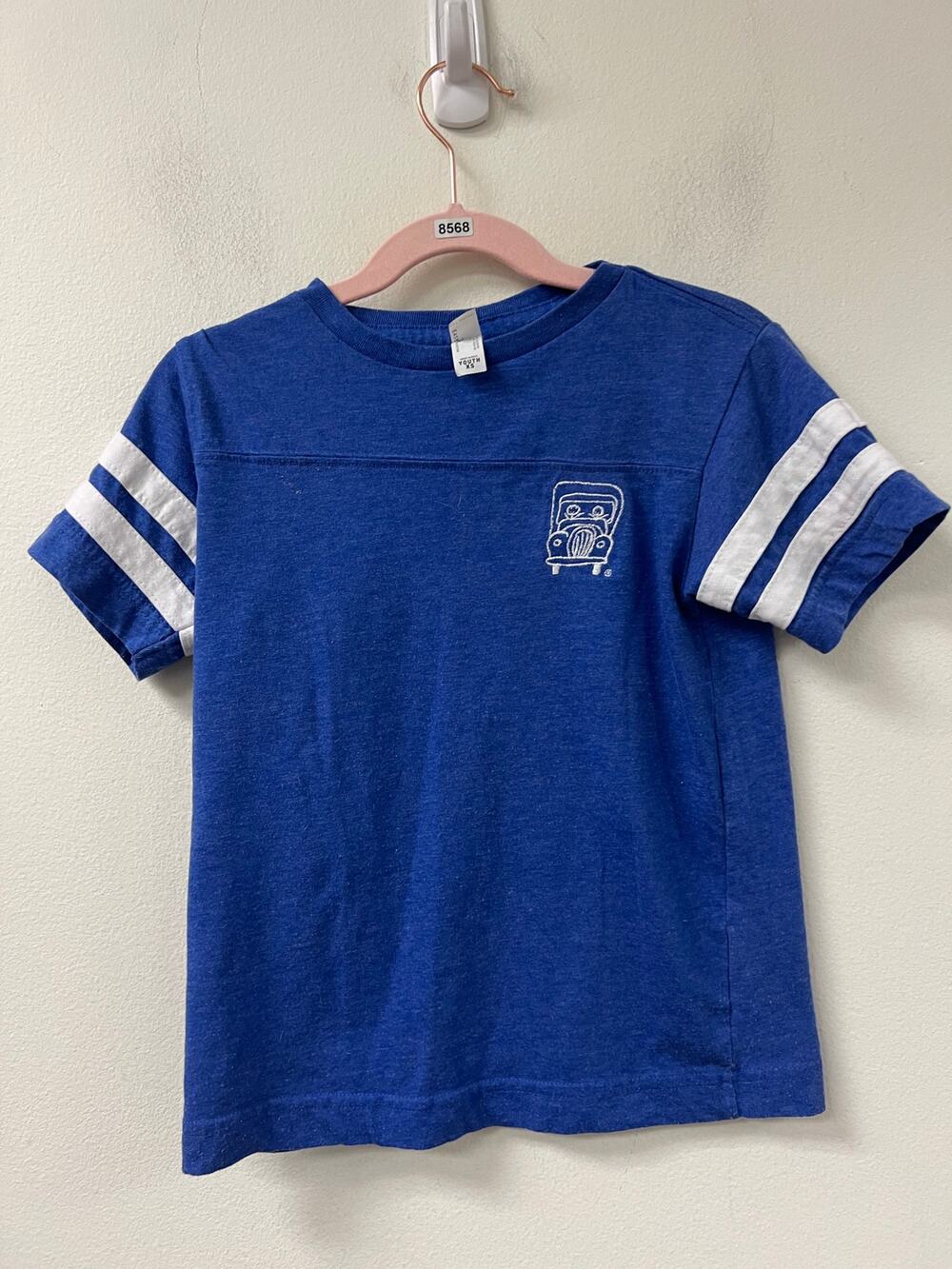Live and Tell Boys Embroidered Truck Blue and White T Shirt Sz XS
